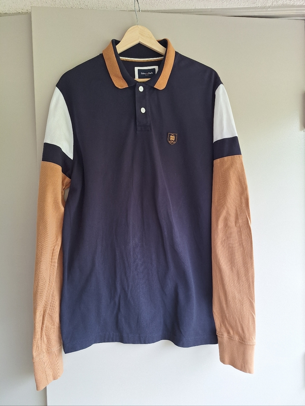 Eden Park Paris Long Sleeve Polo - Colorblock - Size L Slim Fit